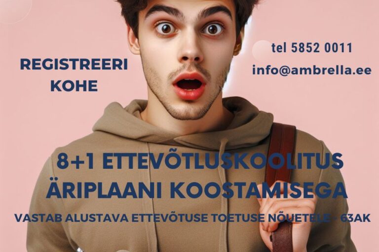 8+1 ettevõtluskoolitus äriplaani koostamisega (1) ettevõtluskoolitus äriplaani koostamisega