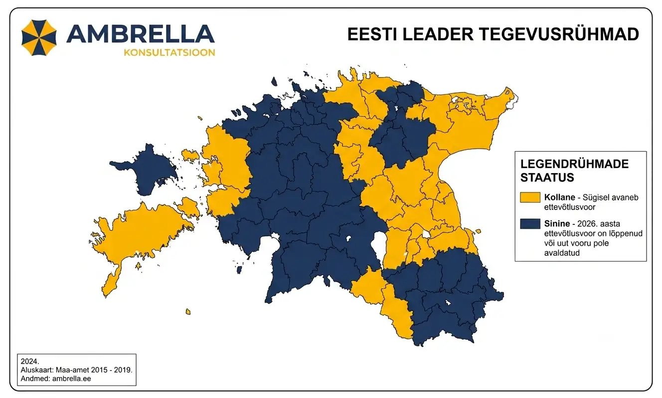 LEADER ettevõtlusvoorude kaart: Kus avaneb toetus 2026. aasta sügisel?